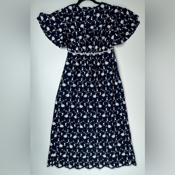 NWT Zara Embroidered Flutter Sleeve Button Down Midi Dresss Size Small - Picture 3 of 12